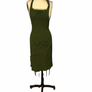 Olive Green Waffle Knit Adjustable Tie-Back Apron – Artisan Kitchen Style